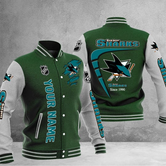 LIMITED EDITION - NEW PREMIUM NHL32 SJS SAN JOSE SHARKS BASEBALL JACKET