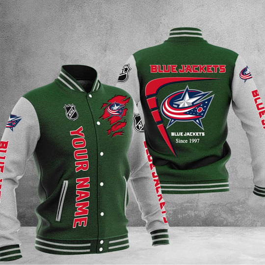 LIMITED EDITION - NEW PREMIUM NHL18 CBJ COLUMBUS BLUE JACKETS BASEBALL JACKET