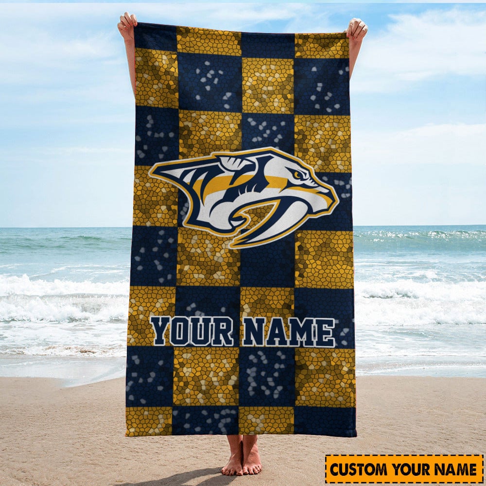 LIMITED EDITION - NEW CUSTOMIZED NHL31 NVP NASHVILLE PREDATORS BEACH & BATH TOWEL