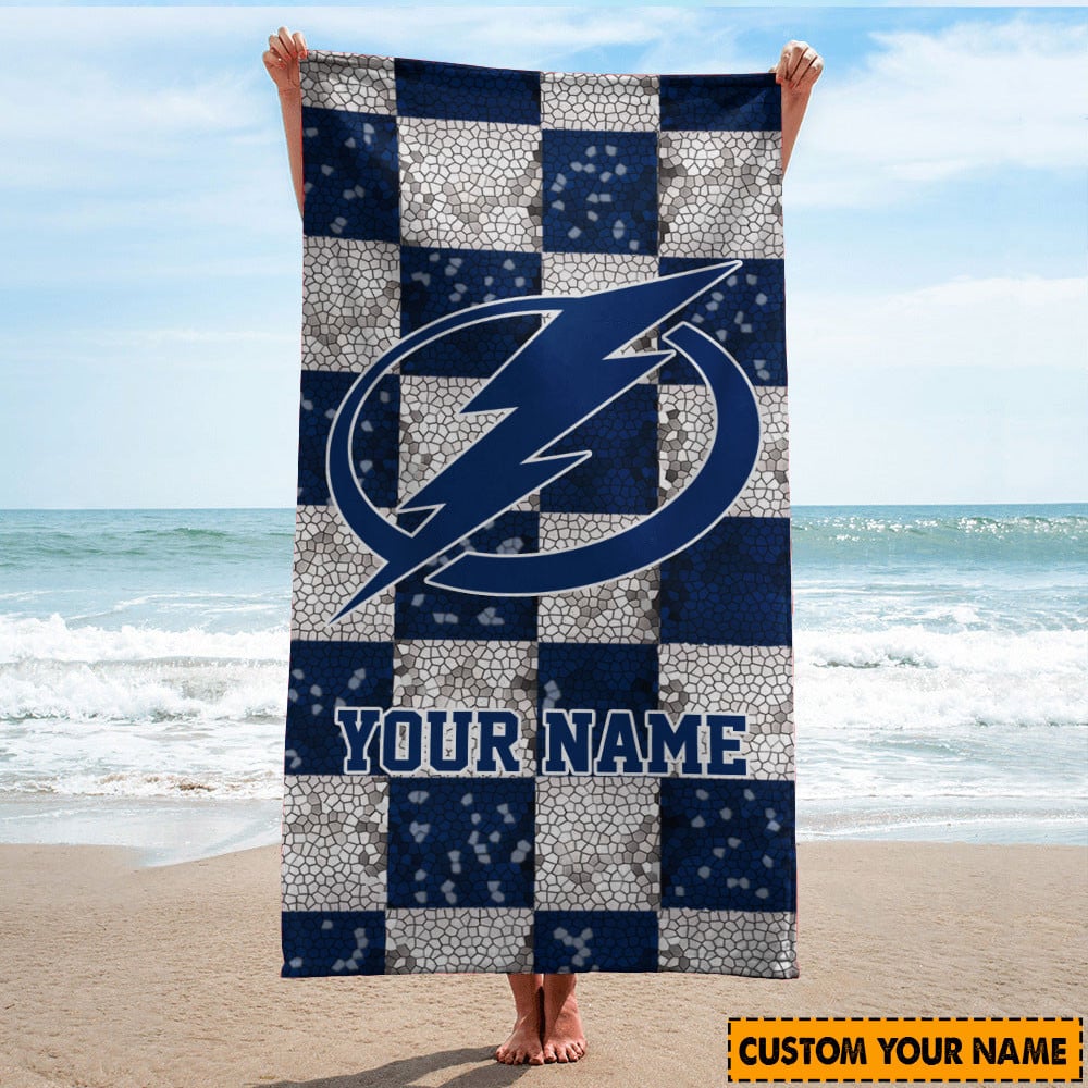 LIMITED EDITION - NEW CUSTOMIZED NHL12 TPL TAMPA BAY LIGHTNING BEACH & BATH TOWEL