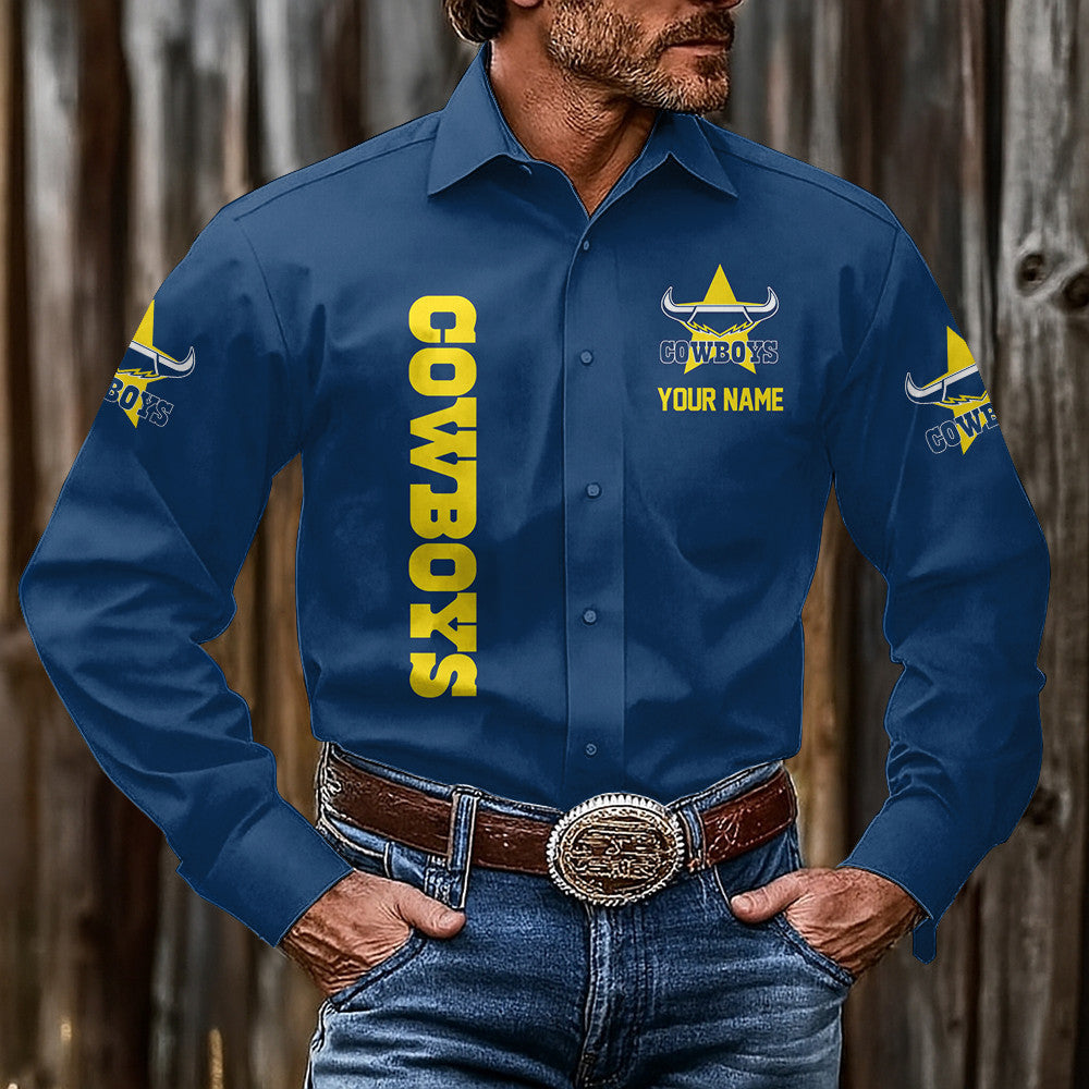 LIMITED EDITION - NEW 13 NQLC CUSTOMIZED MEN'S LONG-SLEEVE BUTTON-UP SHIRT