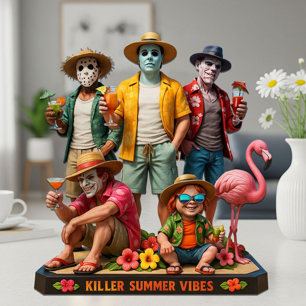 HORROR MOVIE CHARACTERS ACRYLIC BLOCK PLAQUE - FUNNY KILLER SUMMER VIBES GIFT FOR HORROR FANS
