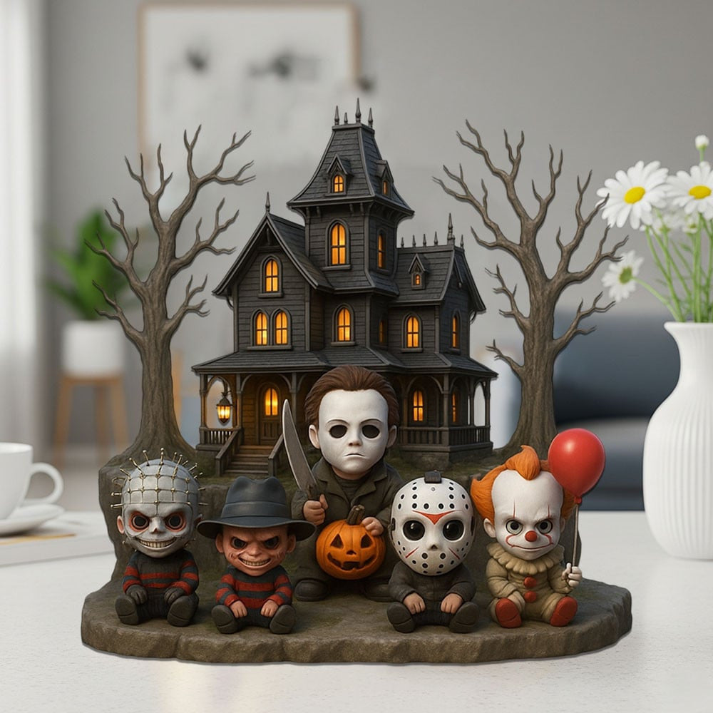 HORROR MOVIE CHARACTERS ACRYLIC BLOCK PLAQUE - HALLOWEEN GIFT AND SPOOKY DECOR FOR FANS