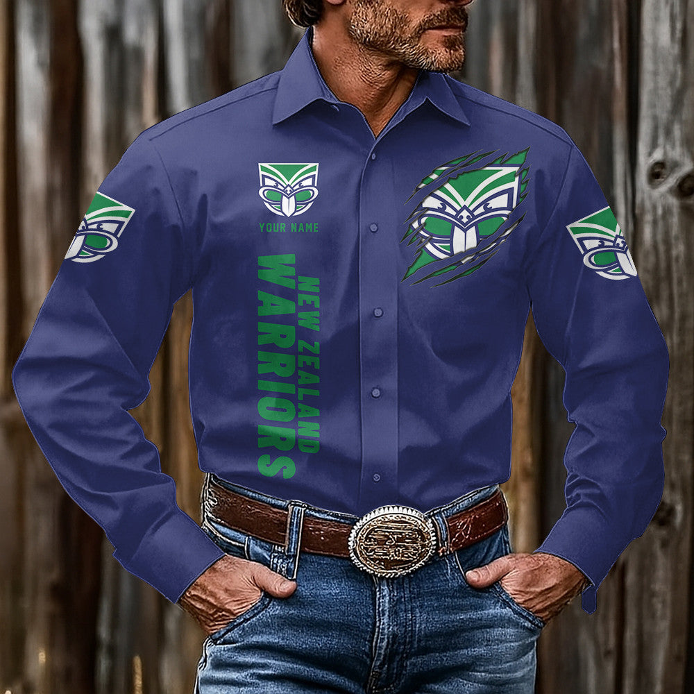 LIMITED EDITION - NEW 11 NZW CUSTOMIZED MEN'S LONG-SLEEVE BUTTON-UP SHIRT