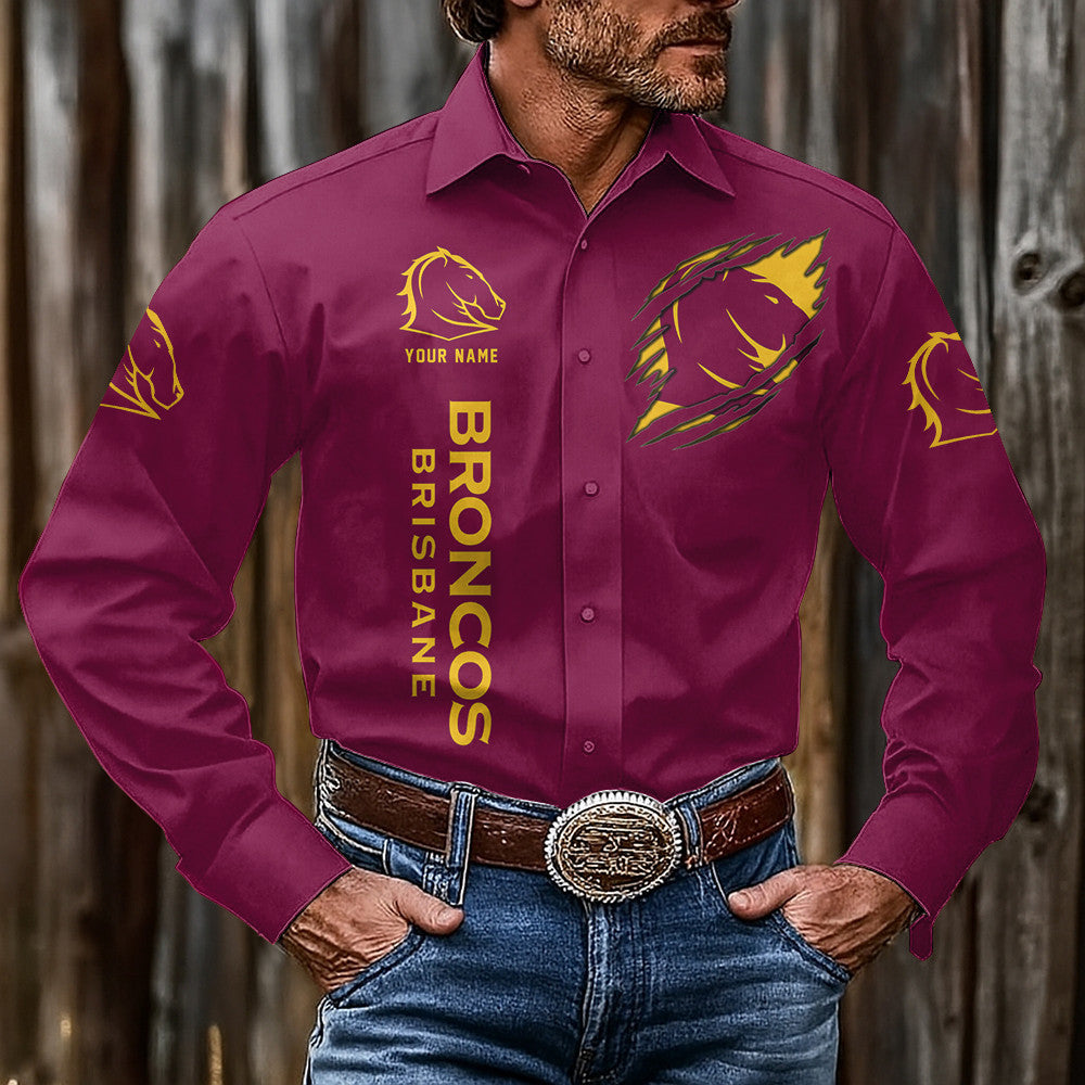 LIMITED EDITION - NEW 01 BBC CUSTOMIZED MEN'S LONG-SLEEVE BUTTON-UP SHIRT