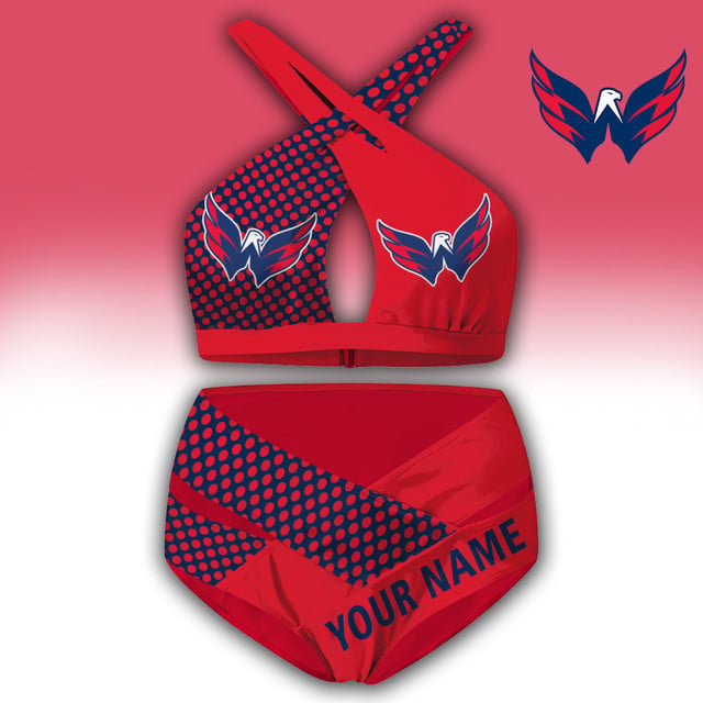 LIMITED EDITION - NEW CUSTOMIZED NHL10 WCP WASHINGTON CAPITALS WOMEN'S CROSS SWIMSUIT UNDERWEAR