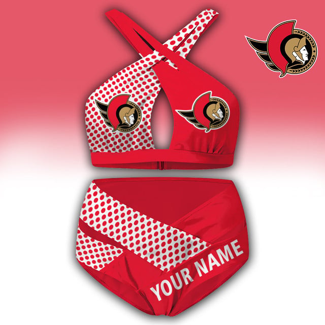 LIMITED EDITION - NEW CUSTOMIZED NHL29 OSN OTTAWA SENATORS WOMEN'S CROSS SWIMSUIT UNDERWEAR