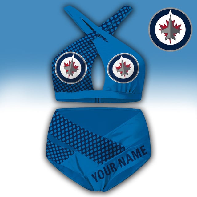 LIMITED EDITION - NEW CUSTOMIZED NHL21 WPJ WINNIPEG JETS WOMEN'S CROSS SWIMSUIT UNDERWEAR
