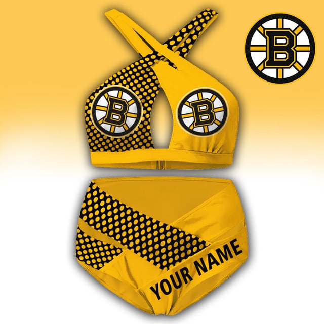 LIMITED EDITION - NEW CUSTOMIZED NHL02 BTB BOSTON BRUINS WOMEN'S CROSS SWIMSUIT UNDERWEAR