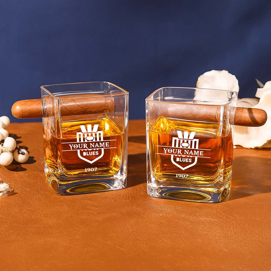 LIMITED EDITION - NEW 19 NSW PERSONALIZED WHISKEY GLASS WITH CIGAR HOLDER FOR FANS