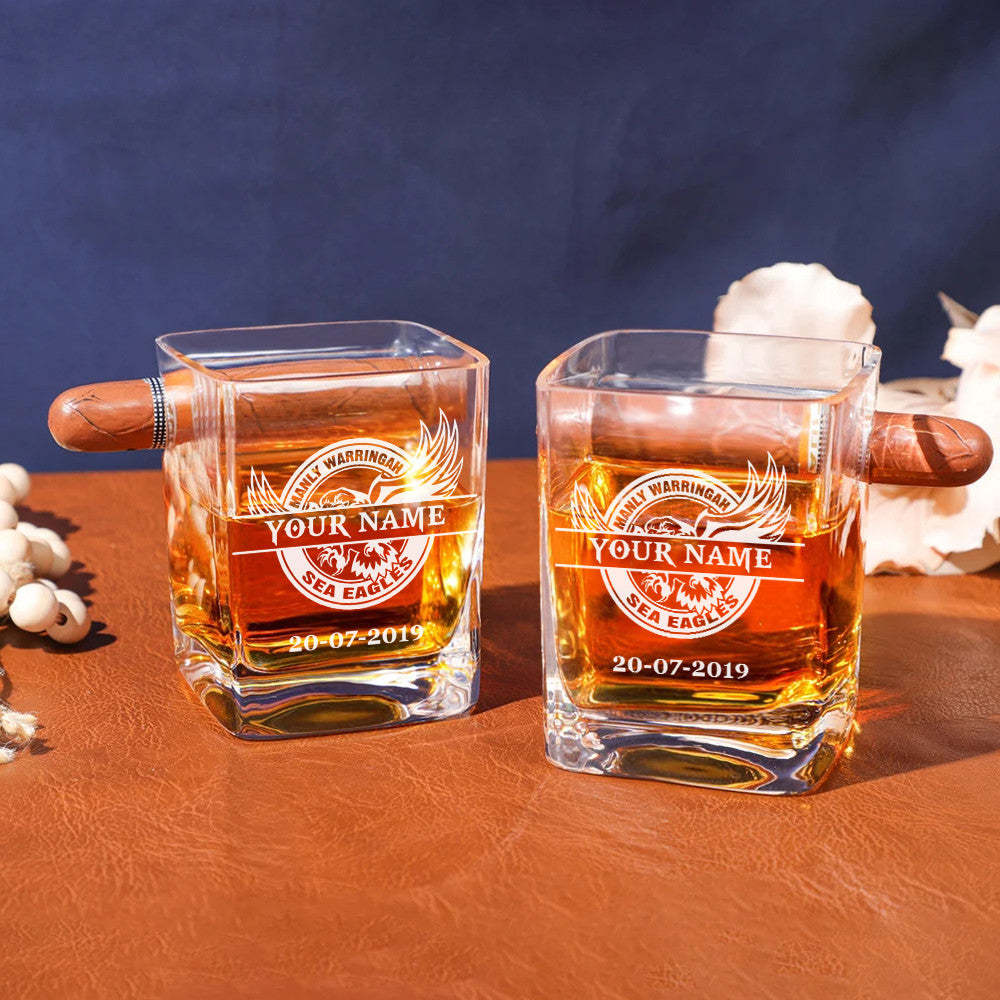 LIMITED EDITION - NEW 05 SEL PERSONALIZED WHISKEY GLASS WITH CIGAR HOLDER FOR FANS