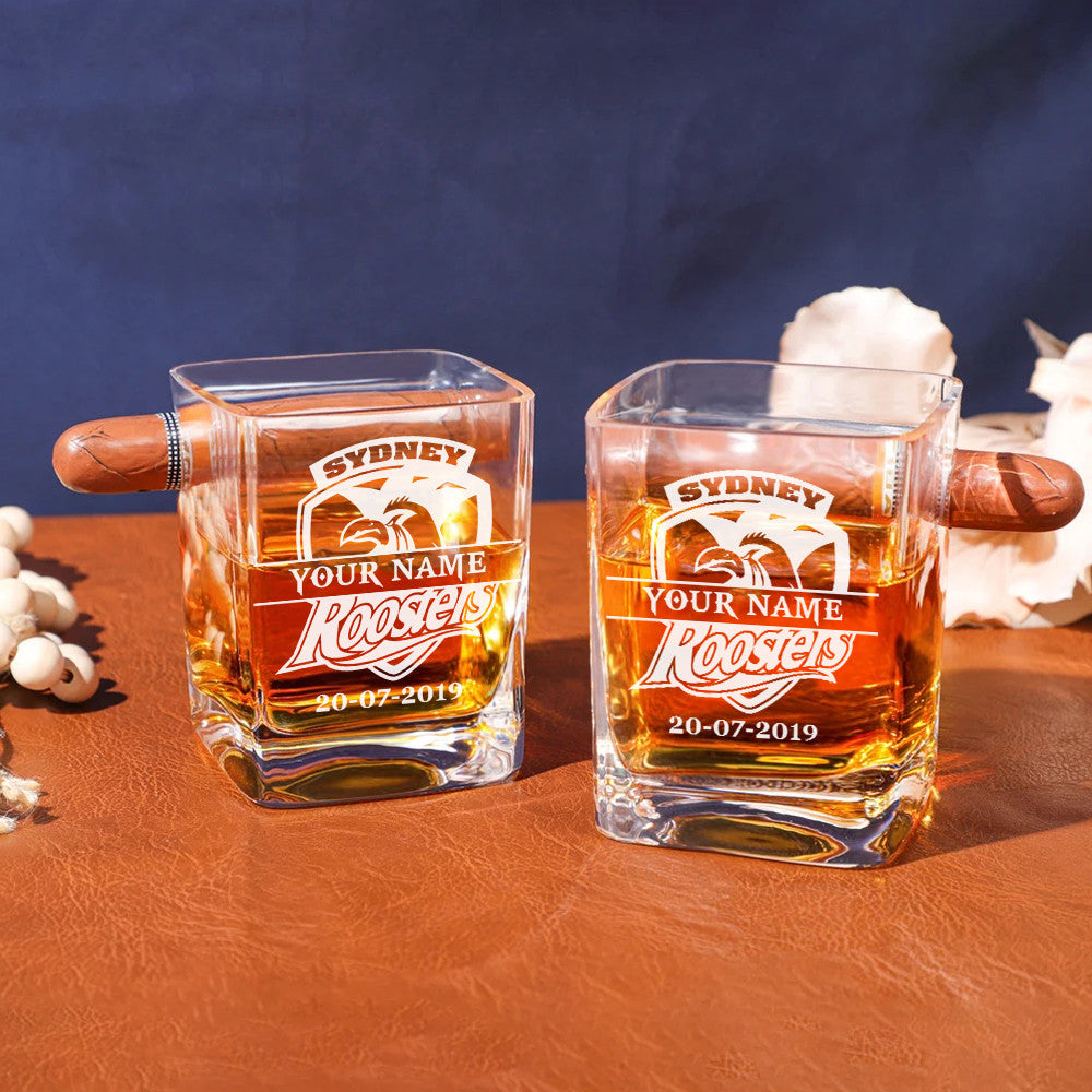 LIMITED EDITION - NEW 15 SRT PERSONALIZED WHISKEY GLASS WITH CIGAR HOLDER FOR FANS