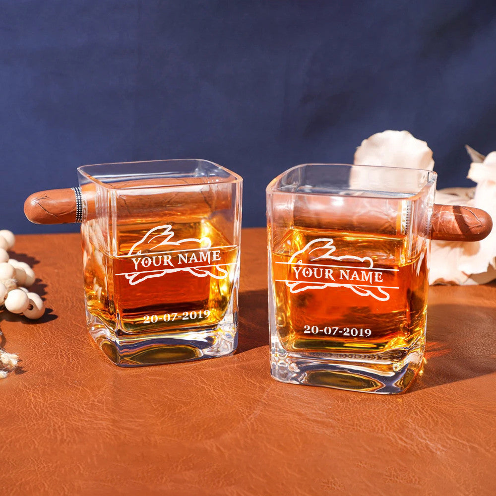 LIMITED EDITION - NEW 07 SSR PERSONALIZED WHISKEY GLASS WITH CIGAR HOLDER FOR FANS