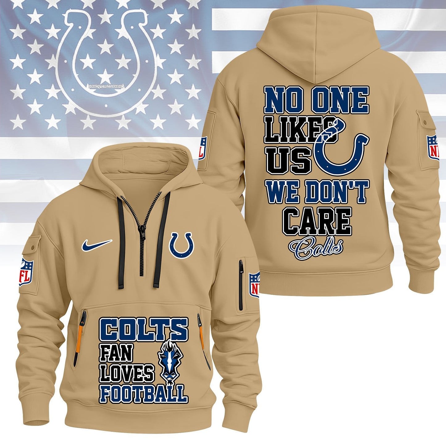 LIMITED EDITION - NEW CUSTOMIZED NFL17 IDC INDIANAPOLIS COLTS QUARTER ZIP HOODIE