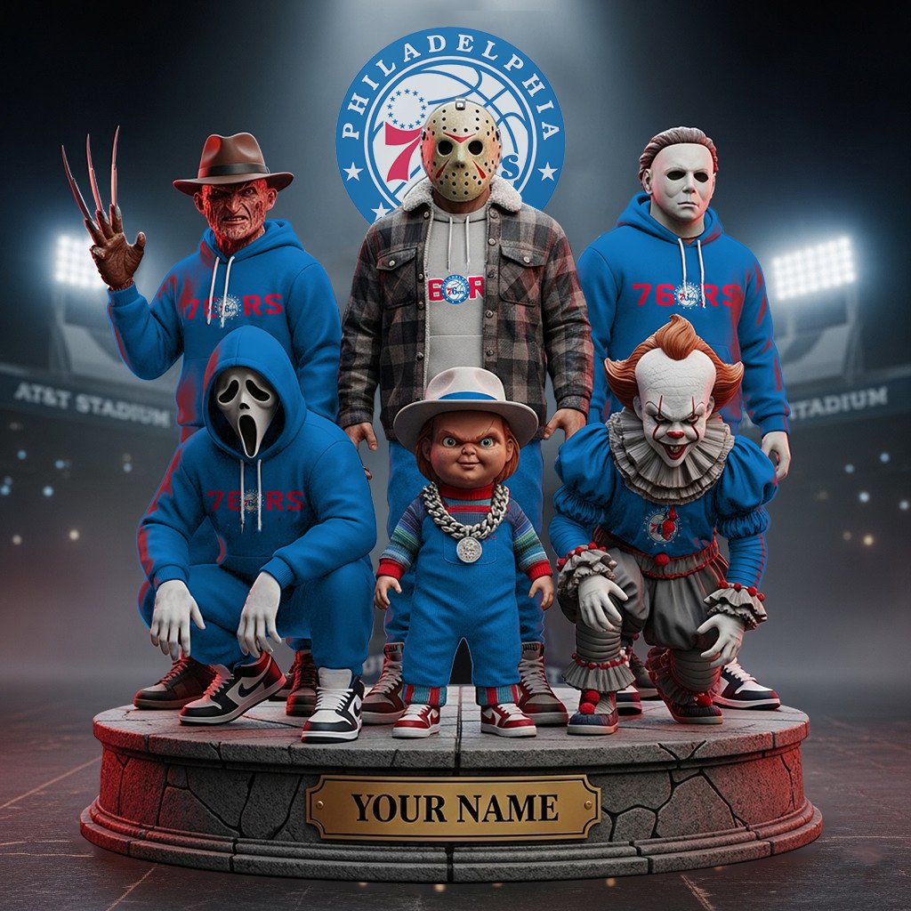 LIMITED EDITION - NEW CUSTOMIZED NBA26 P76 PHILADELPHIA 76ERS HORROR MOVIE ACRYLIC PLAQUE
