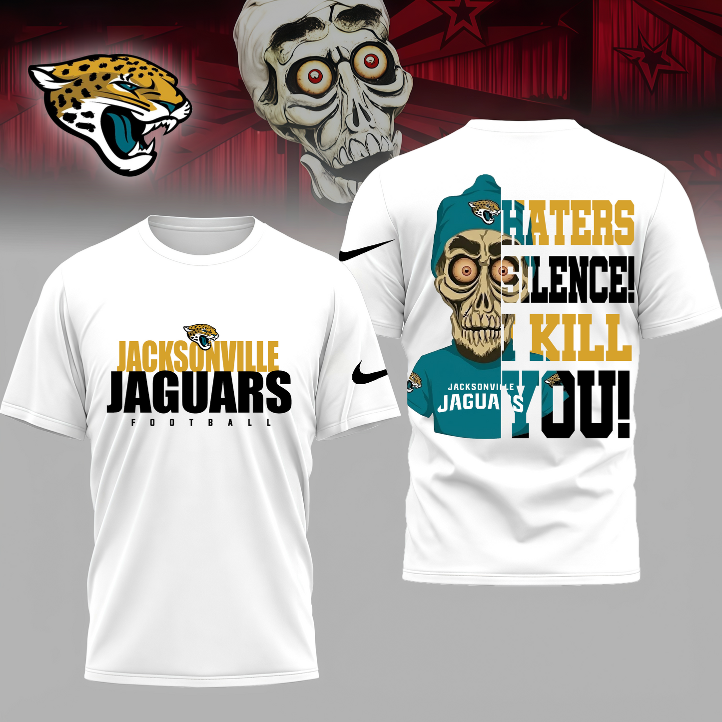 LIMITED EDITION - NEW CUSTOMIZED NFL30 JSJ JACKSONVILLE JAGUARS HATERS SILENCE I KILL YOU SHIRT