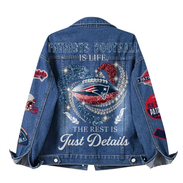 LIMITED EDITION - NEW PREMIUM NFL27 NEP NEW ENGLAND PATRIOTS DENIM JACKET