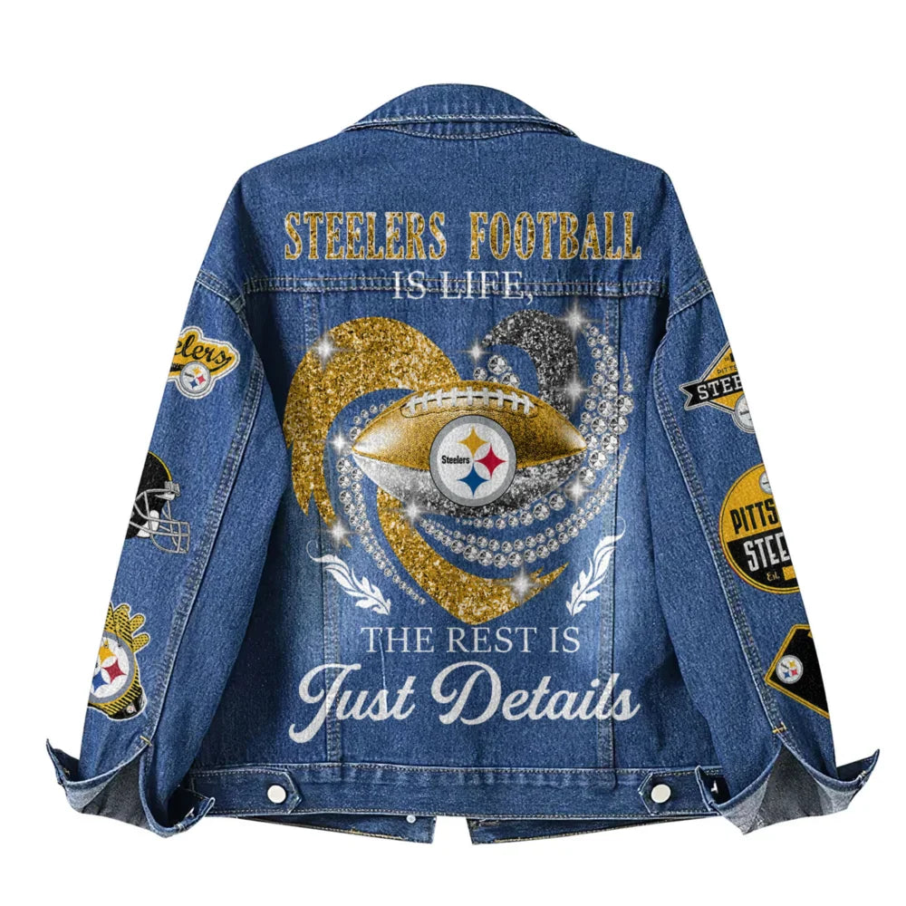 LIMITED EDITION - NEW PREMIUM NFL14 PSB PITTSBURGH STEELERS DENIM JACKET