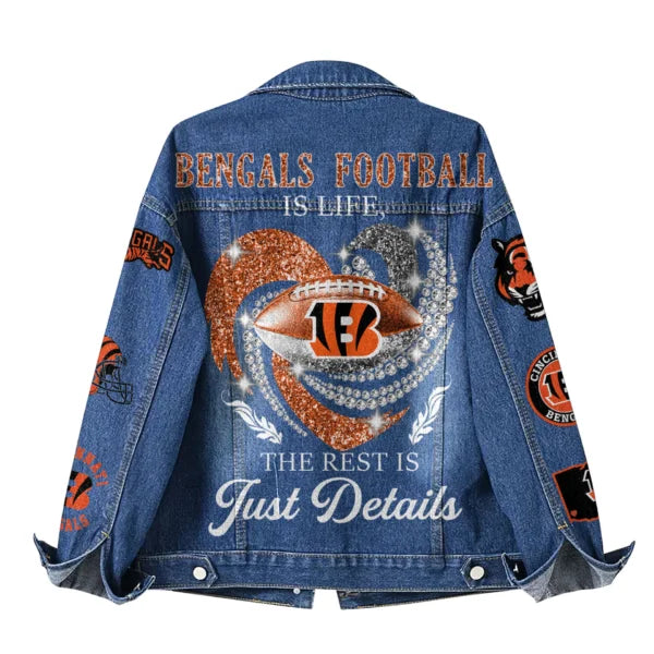LIMITED EDITION - NEW PREMIUM NFL16 CCB CINCINNATI BENGALS DENIM JACKET