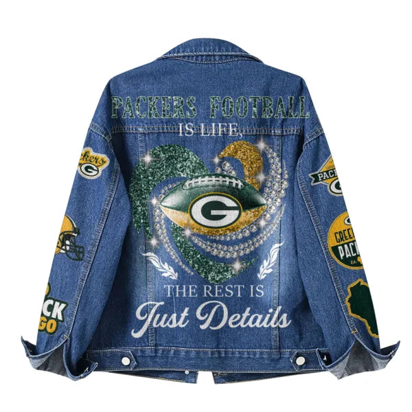 LIMITED EDITION - NEW PREMIUM NFL08 GBP GREEN BAY PACKERS DENIM JACKET