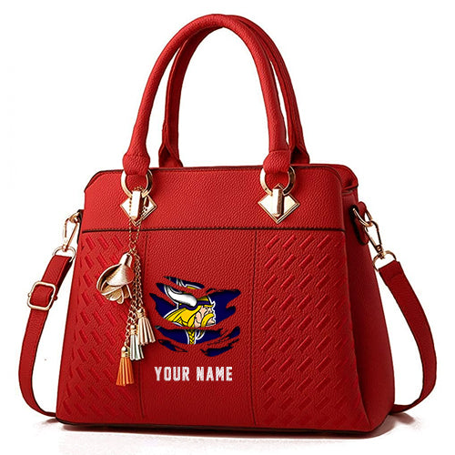 LIMITED EDITION - NEW CUSTOMIZED NFL05 MVK MINNESOTA VIKINGS HANDBAG IN MULTIPLE COLORS