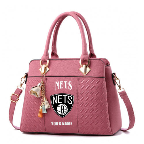 LIMITED EDITION - NEW CUSTOMIZED NBA25 BN BROOKLYN NETS WOMEN'S HANDBAGS MULTICOLOR