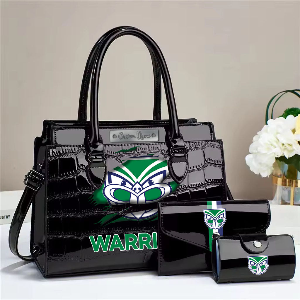 LIMITED EDITION - NEW 11 NZW PERSONALIZED EMBOSSED THREE-PIECE HANDBAG SET