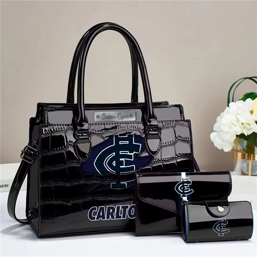 LIMITED EDITION - NEW 08 CTB PERSONALIZED EMBOSSED THREE-PIECE HANDBAG SET
