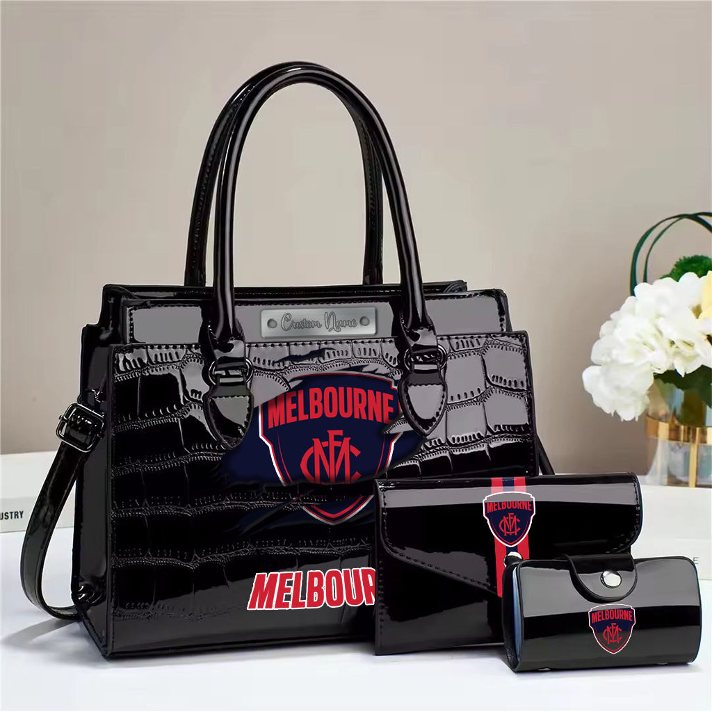 LIMITED EDITION - NEW 11 MBDM PERSONALIZED EMBOSSED THREE-PIECE HANDBAG SET