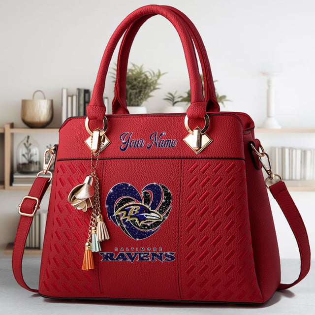 LIMITED EDITION - NEW CUSTOMIZED NFL28 BTR BALTIMORE RAVENS ZIP HANDBAG MULTICOLOR