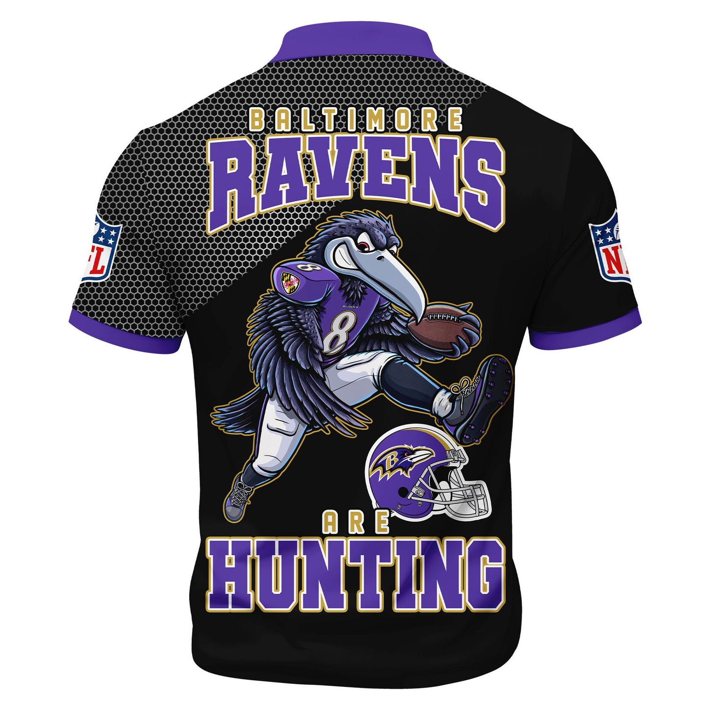 LIMITED EDITION - NEW CUSTOMIZED NFL28 BTR BALTIMORE RAVENS HARLEY-DAVIDSON POLO WITH ZIPPER SHIRT