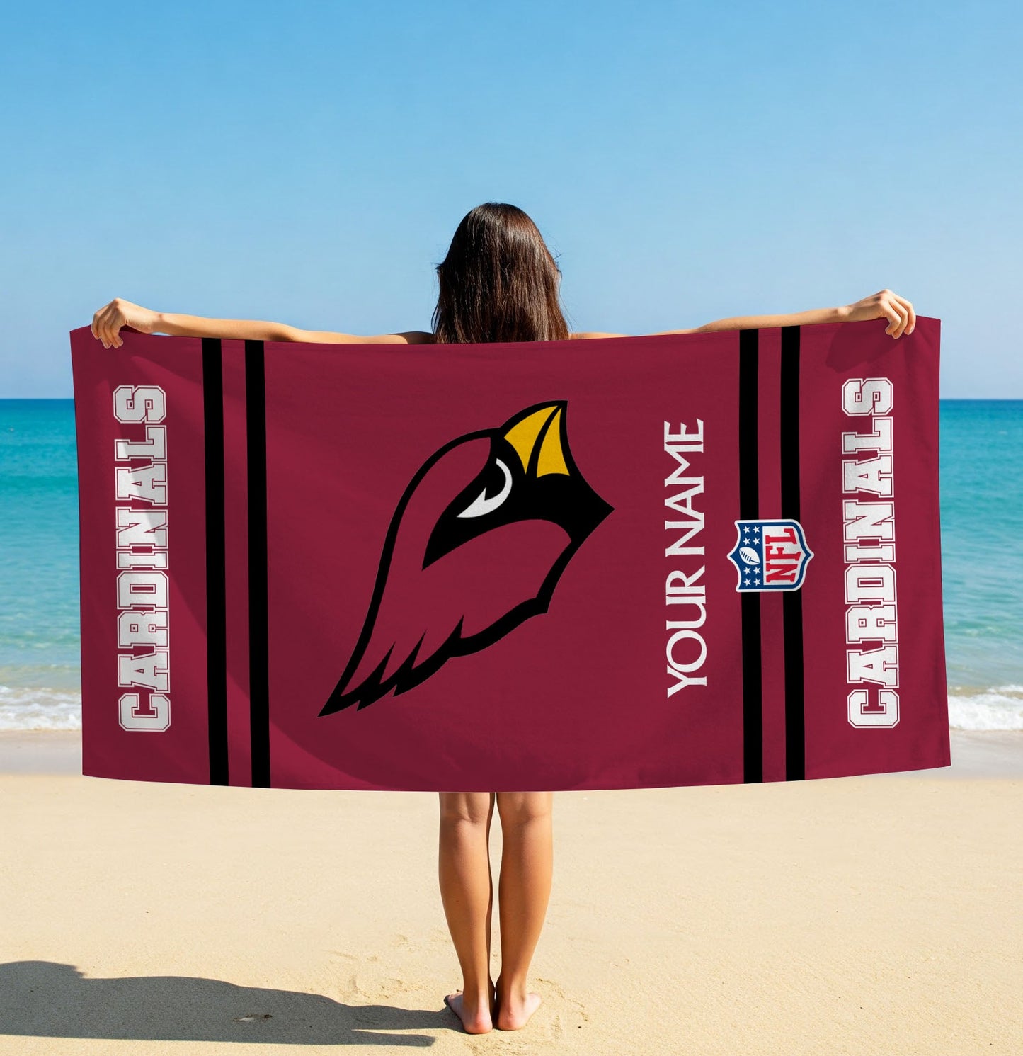 LIMITED EDITION - NEW CUSTOMIZED NFL20 ARC ARIZONA CARDINALS BEACH & BATH TOWEL (KIDS & ADULTS)