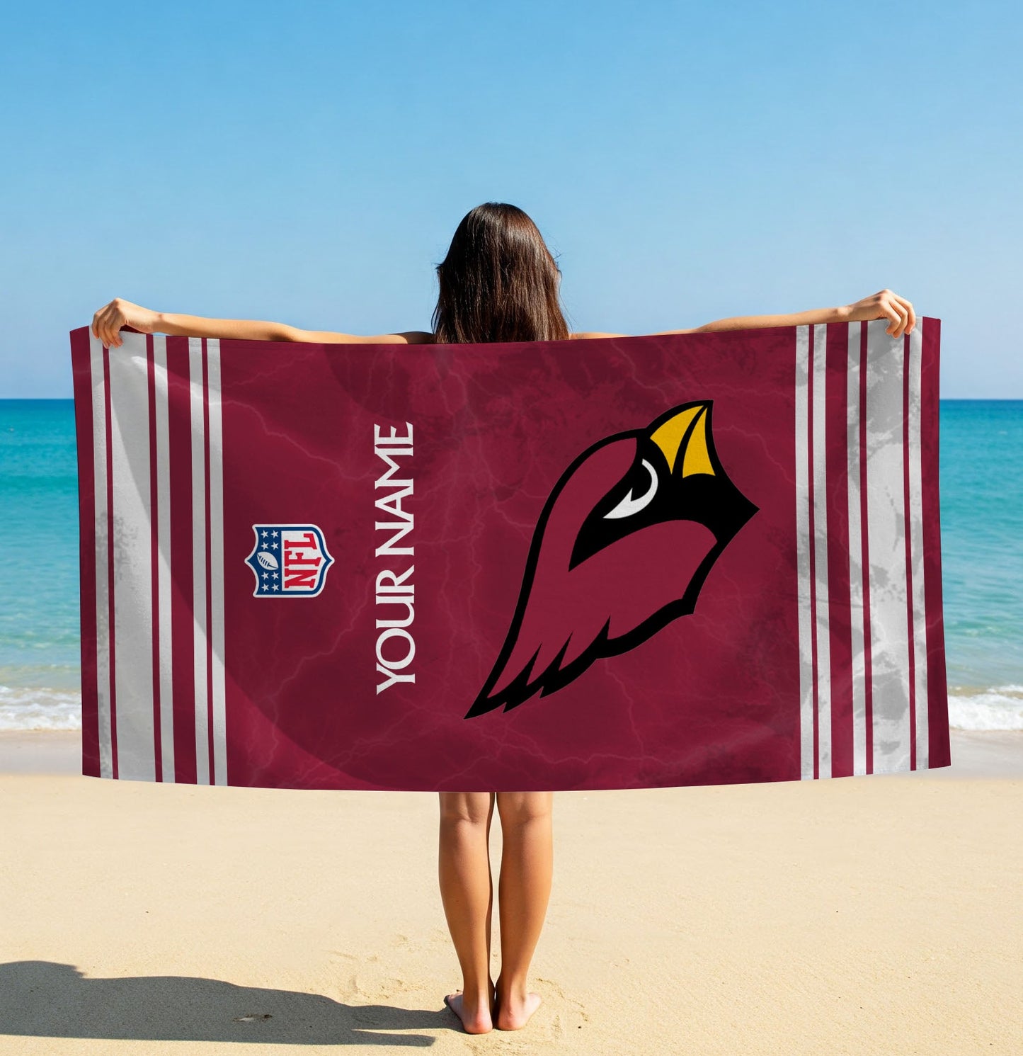 LIMITED EDITION - NEW CUSTOMIZED NFL20 ARC ARIZONA CARDINALS BEACH & BATH TOWEL (KIDS & ADULTS)