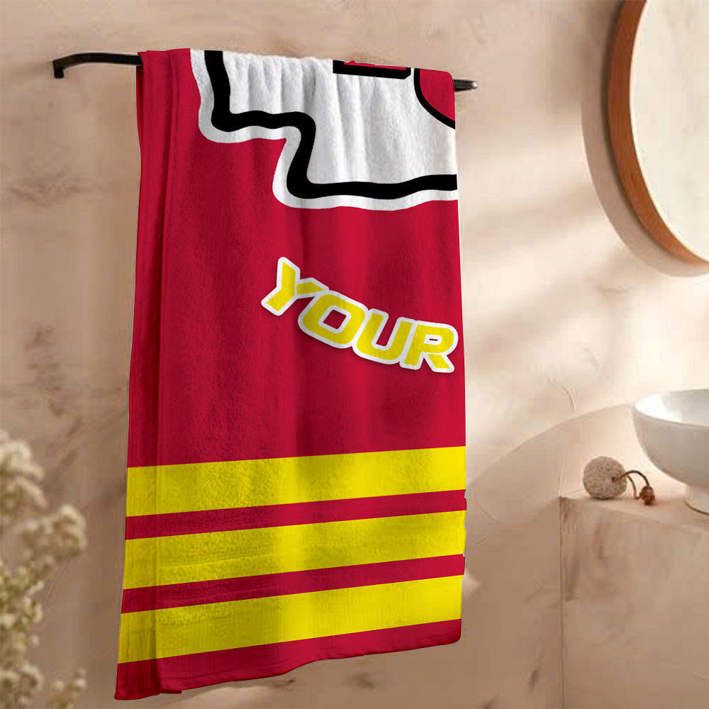LIMITED EDITION - NEW CUSTOMIZED NFL01 KCC KANSAS CITY CHIEFS BEACH & BATH TOWEL