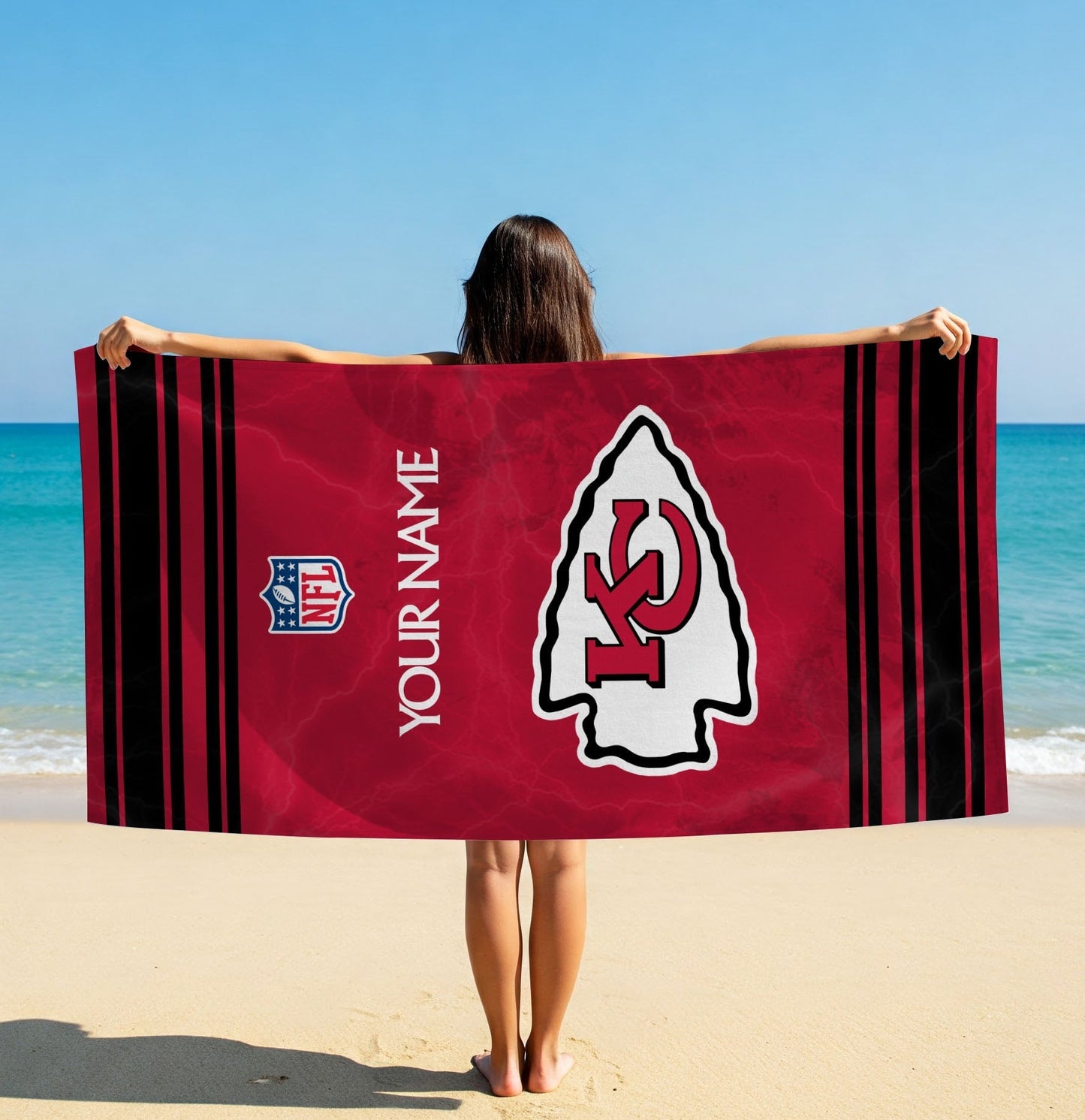 LIMITED EDITION - NEW CUSTOMIZED NFL01 KCC KANSAS CITY CHIEFS BEACH & BATH TOWEL (KIDS & ADULTS)