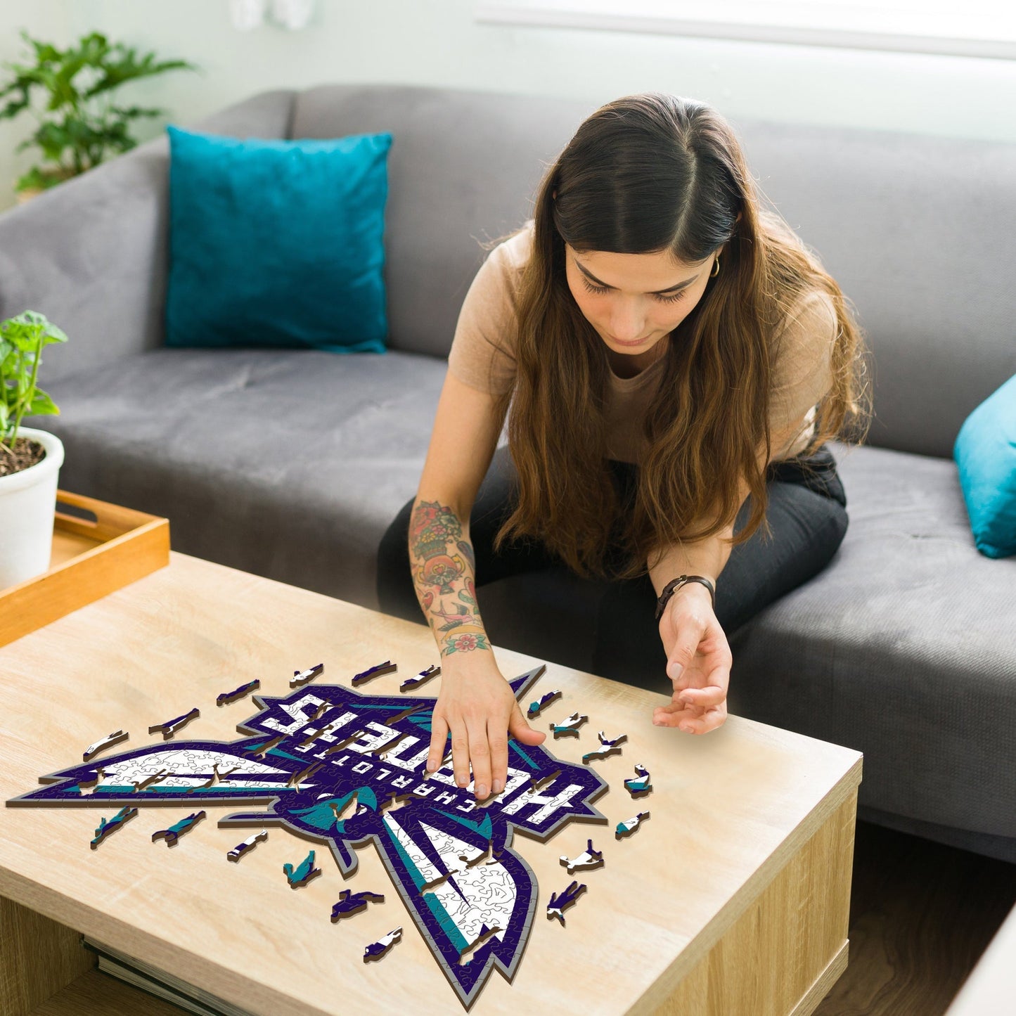 LIMITED EDITION - NEW CUSTOMIZED NBA27 CH CHARLOTTE HORNETS WOODEN PUZZLE