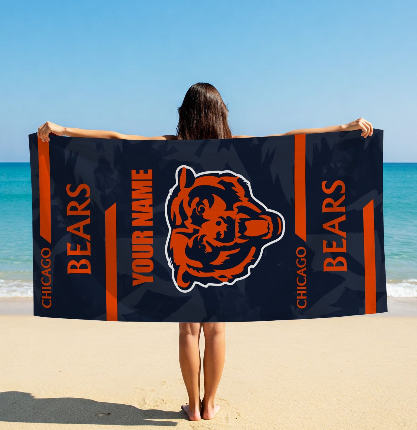 LIMITED EDITION - NEW CUSTOMIZED NFL26 CCB CHICAGO BEARS BEACH & BATH TOWEL