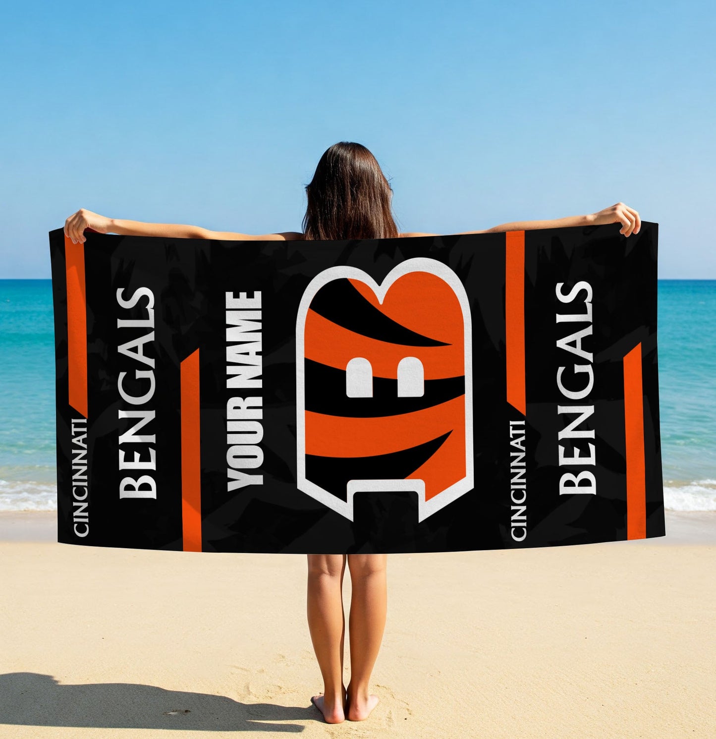 LIMITED EDITION - NEW CUSTOMIZED NFL16 CCB CINCINNATI BENGALS BEACH & BATH TOWEL