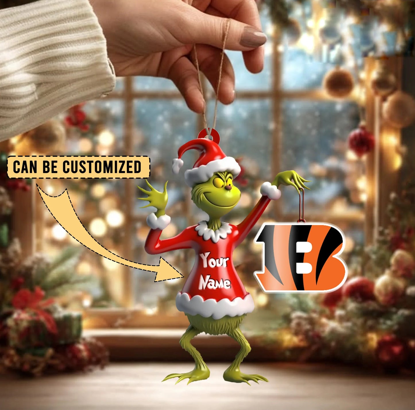 LIMITED EDITION - NEW CUSTOMIZED NFL16 CCB CINCINNATI BENGALS THE GRINCH ACRYLIC ORNAMENT
