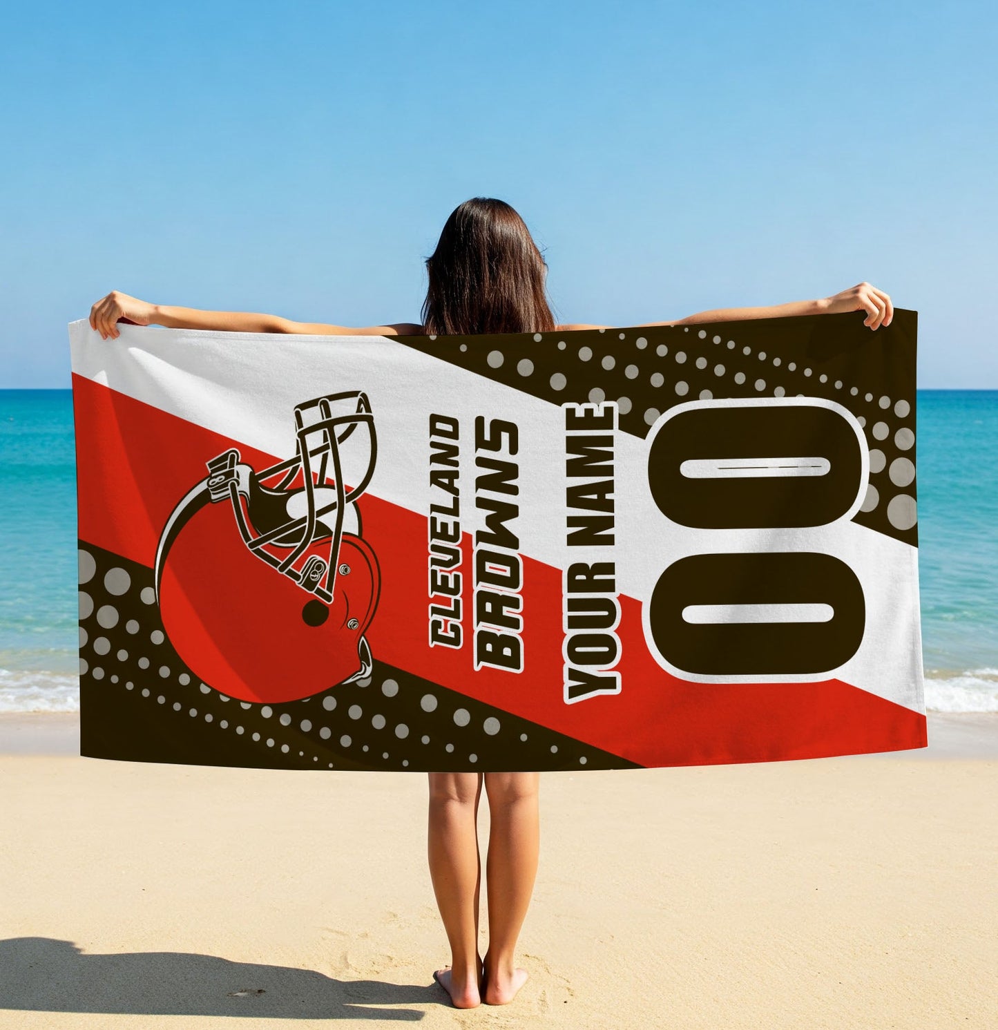 LIMITED EDITION - NEW CUSTOMIZED NFL29 CLB CLEVELAND BROWNS BEACH & BATH TOWEL