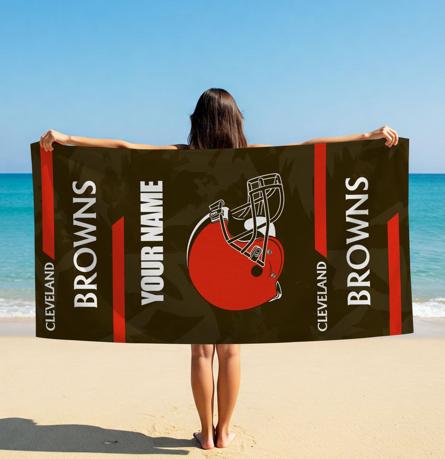 LIMITED EDITION - NEW CUSTOMIZED NFL29 CLB CLEVELAND BROWNS BEACH & BATH TOWEL