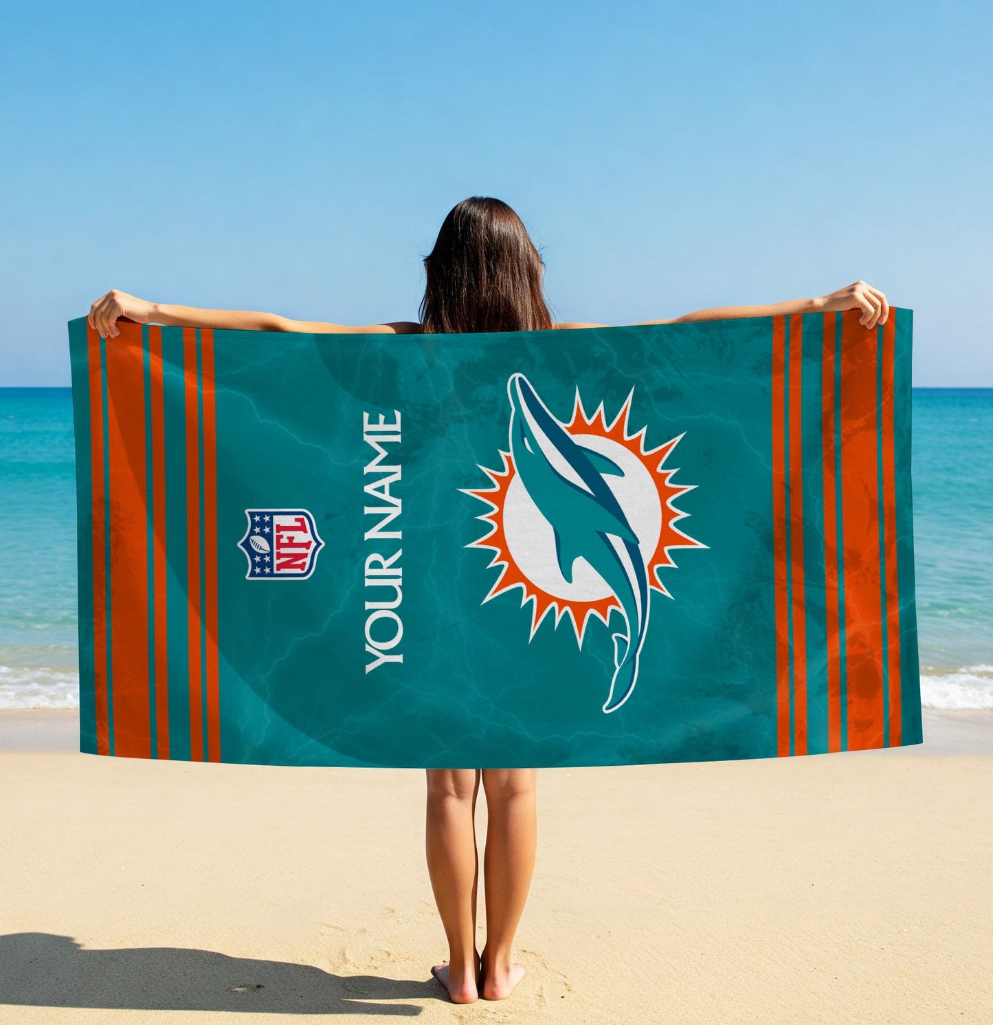 LIMITED EDITION - NEW CUSTOMIZED NFL19 MDP MIAMI DOLPHINS BEACH & BATH TOWEL (KIDS & ADULTS)