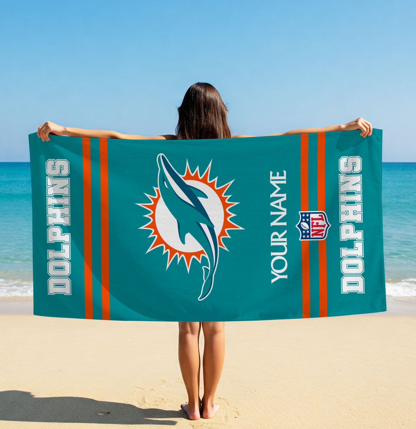 LIMITED EDITION - NEW CUSTOMIZED NFL19 MDP MIAMI DOLPHINS BEACH & BATH TOWEL (KIDS & ADULTS)