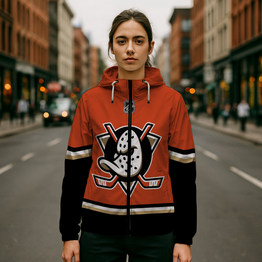 LIMITED EDITION - NEW CUSTOMIZED NHL09 AHD ANAHEIM DUCKS WINDBREAKER JACKET