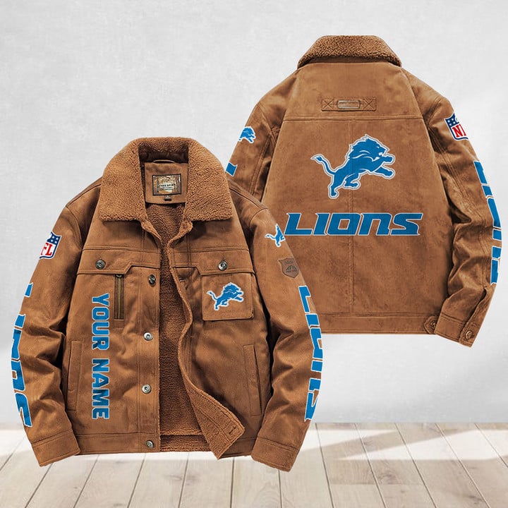 LIMITED EDITION - NEW CUSTOMIZED NFL04 DTL DETROIT LIONS FLEECE JACKET