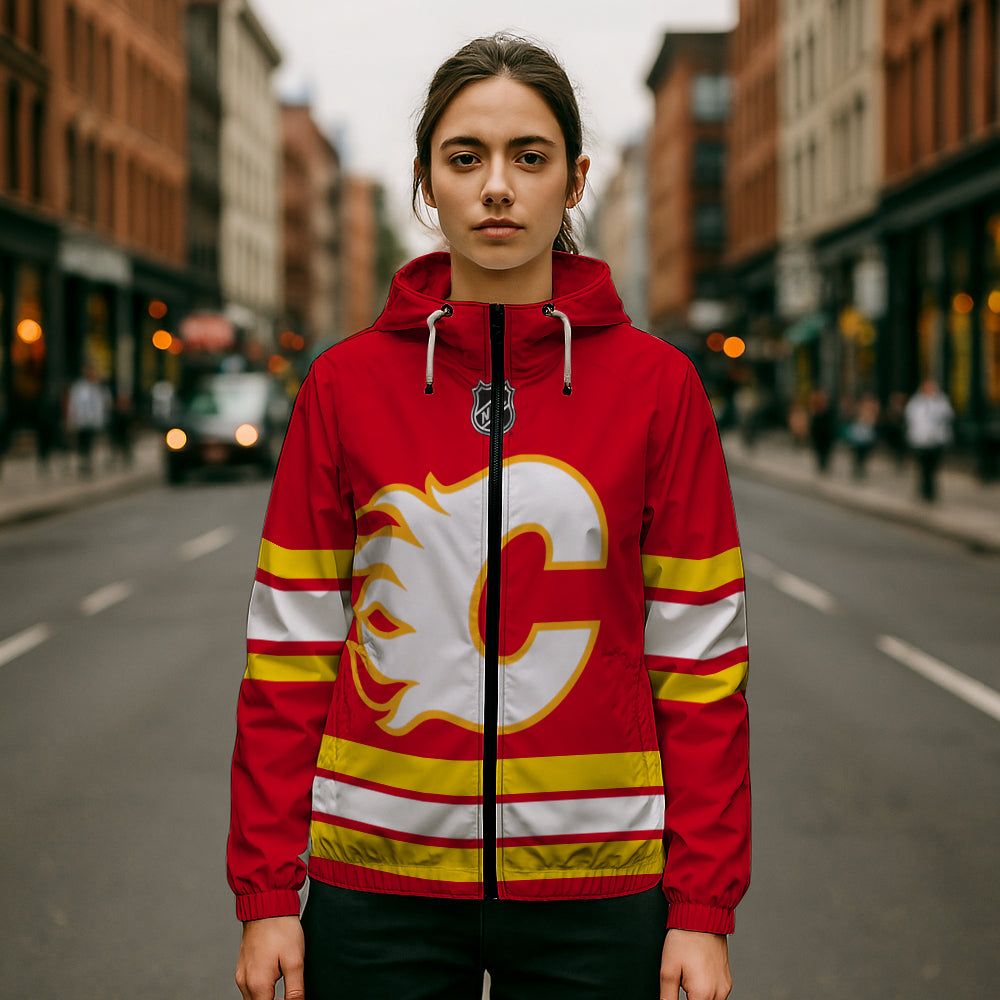 LIMITED EDITION - NEW CUSTOMIZED NHL17 CGF CALGARY FLAMES WINDBREAKER JACKET