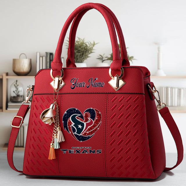 LIMITED EDITION - NEW CUSTOMIZED NFL15 HTT HOUSTON TEXANS ZIP HANDBAG MULTICOLOR