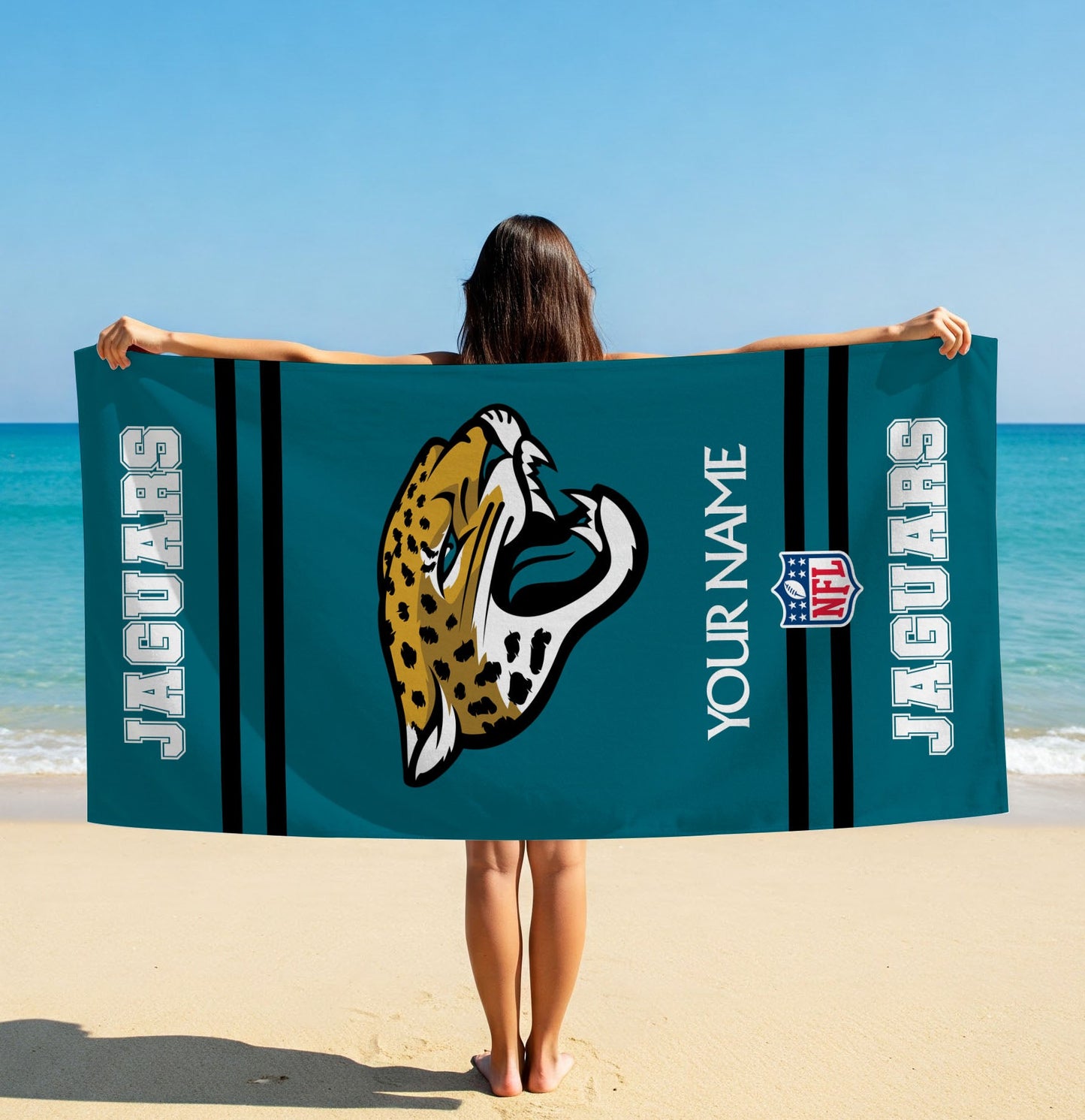 LIMITED EDITION - NEW CUSTOMIZED NFL30 JSJ JACKSONVILLE JAGUARS BEACH & BATH TOWEL (KIDS & ADULTS)