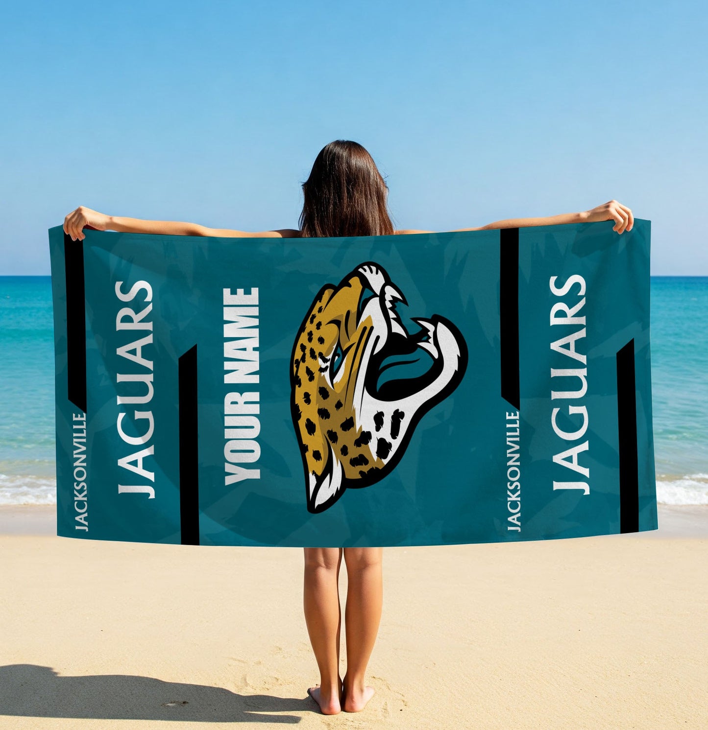 LIMITED EDITION - NEW CUSTOMIZED NFL30 JSJ JACKSONVILLE JAGUARS BEACH & BATH TOWEL