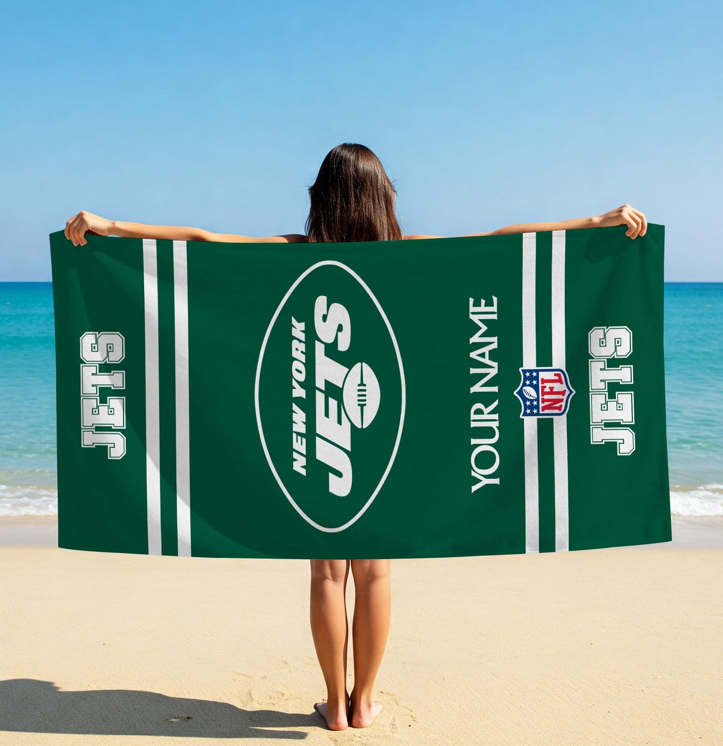 LIMITED EDITION - NEW CUSTOMIZED NFL25 NYJ NEW YORK JETS BEACH & BATH TOWEL (KIDS & ADULTS)
